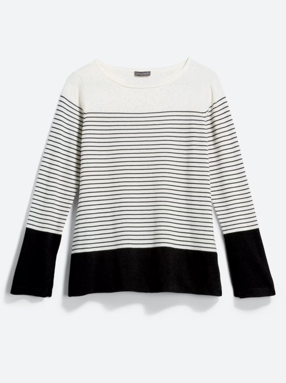 Vince Camuto Mittie Striped Colorblock Black White Pullover Sweater Sz M